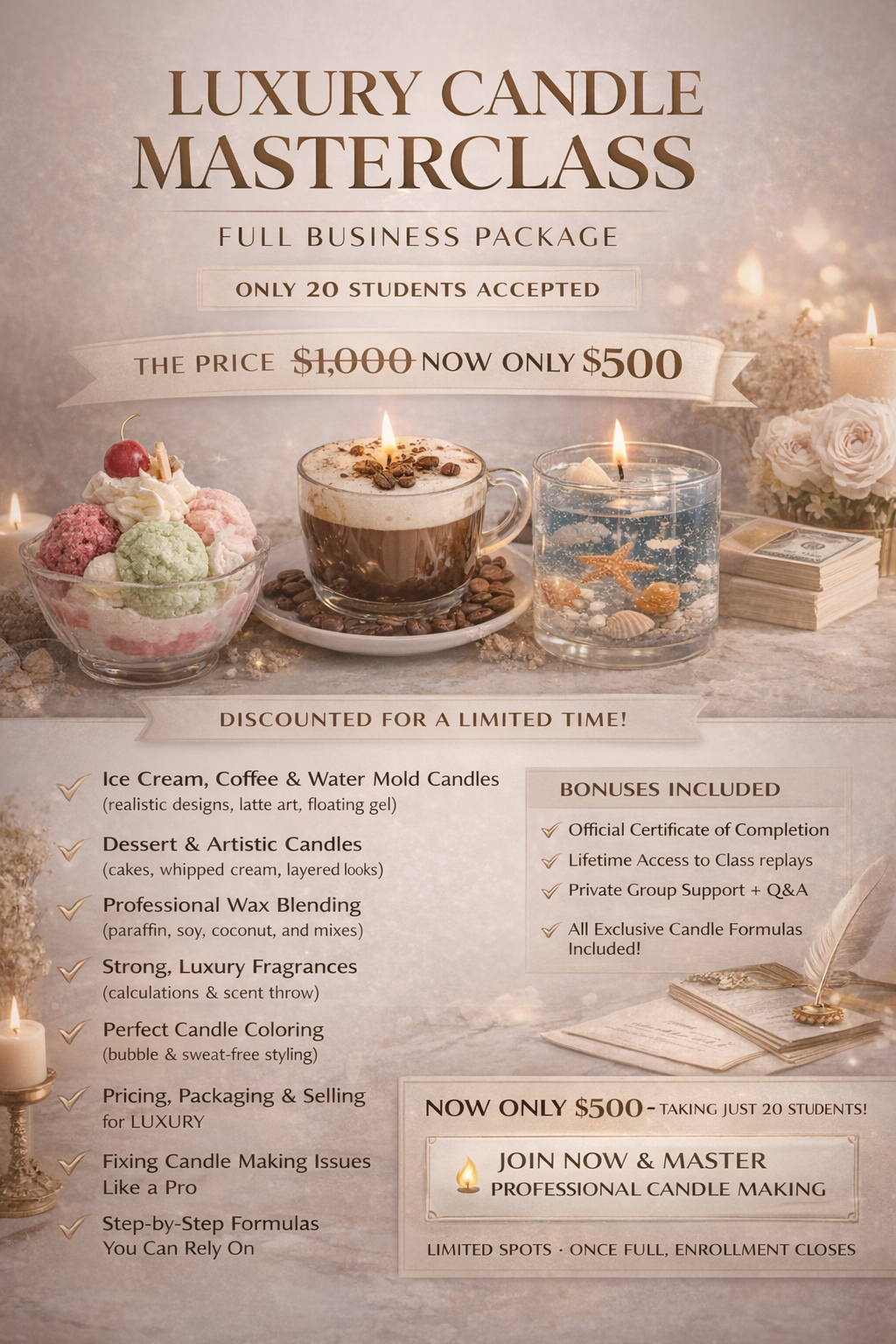 Masterclass Candle class special ( full 3 days class + certificate