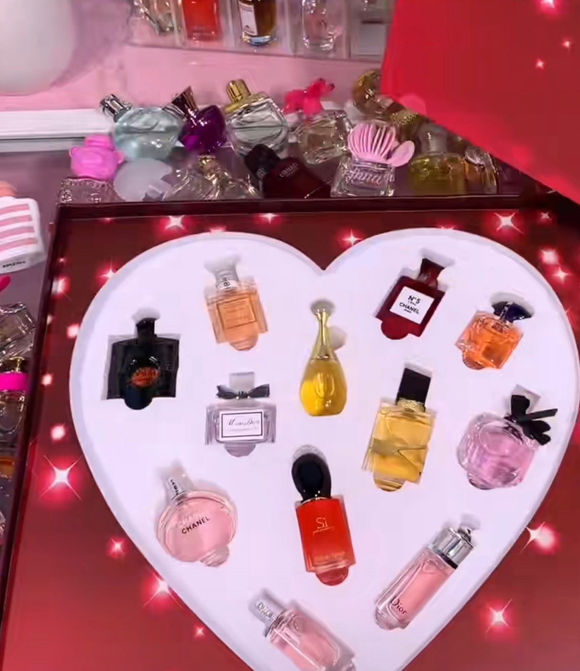 Luxury Designer Mini Perfume Gift Set – Heart Collection (12 Scents)