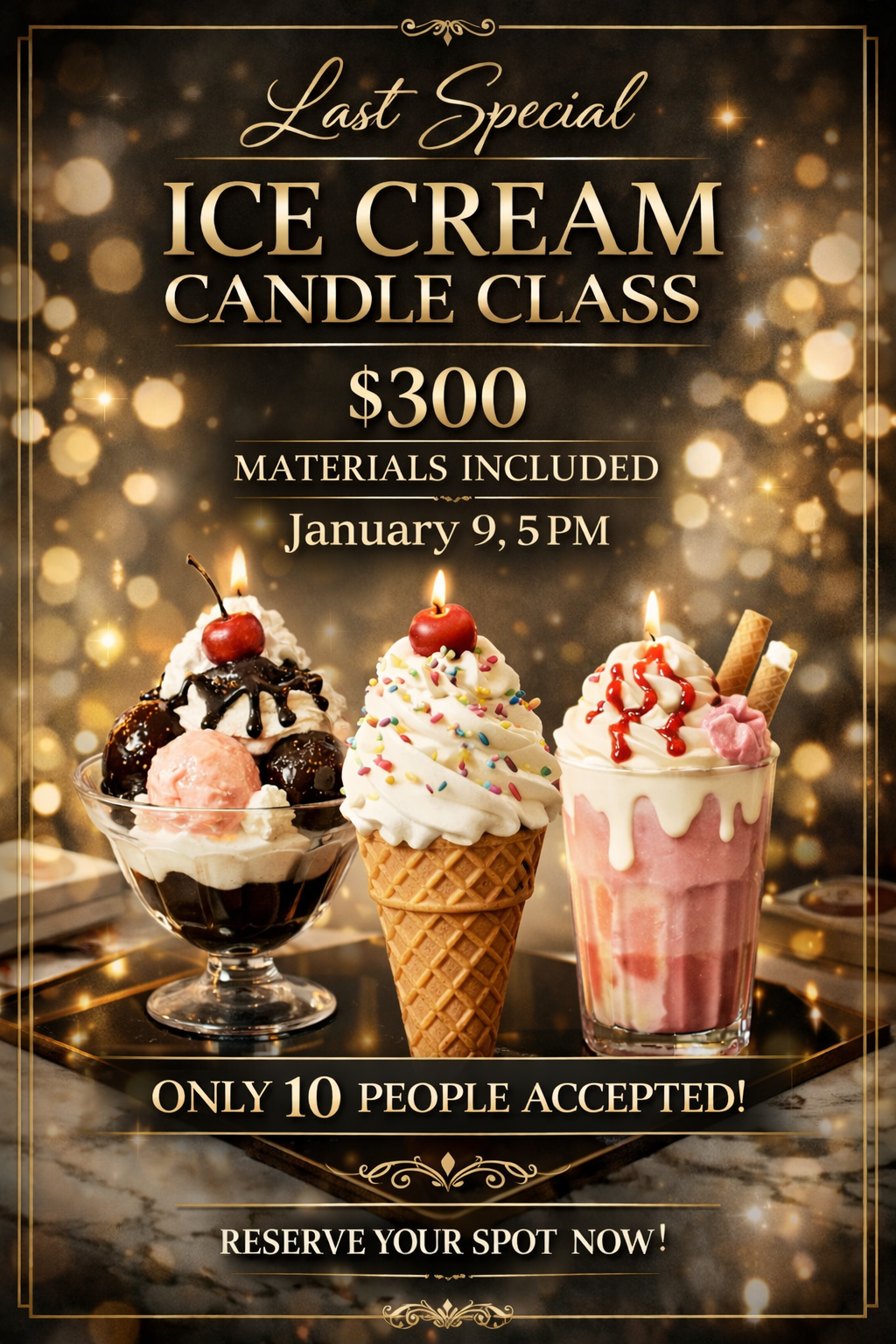 Dernier special — Ice Cream Candle Class + materiel inclus