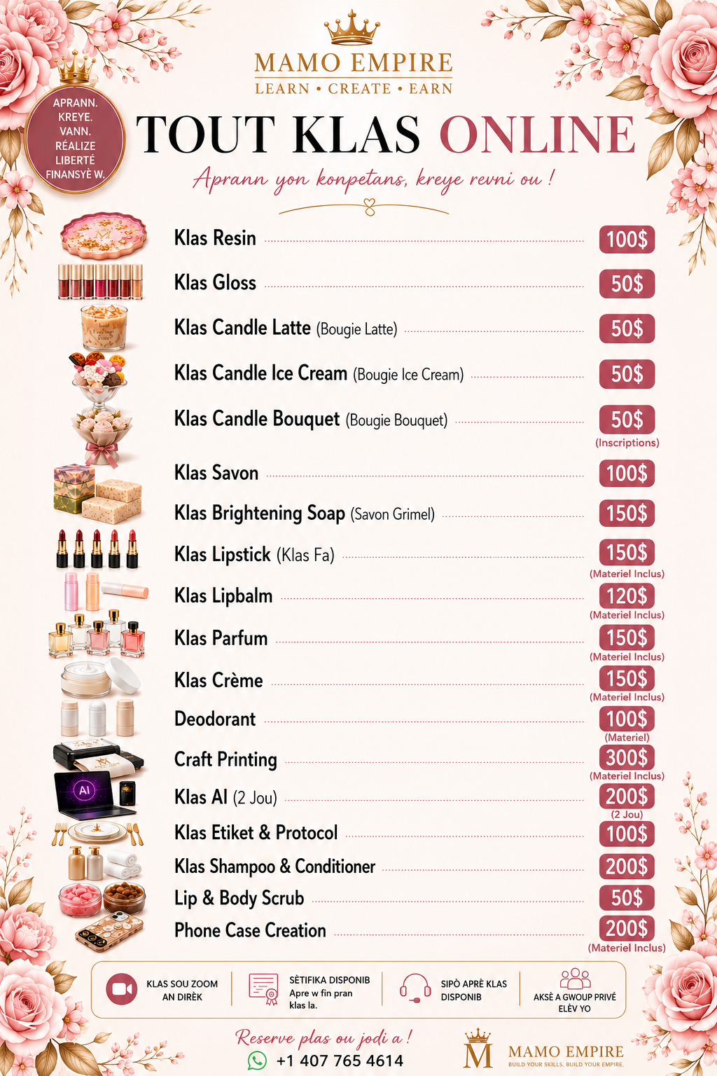 Class full package payment ( 17 Class )