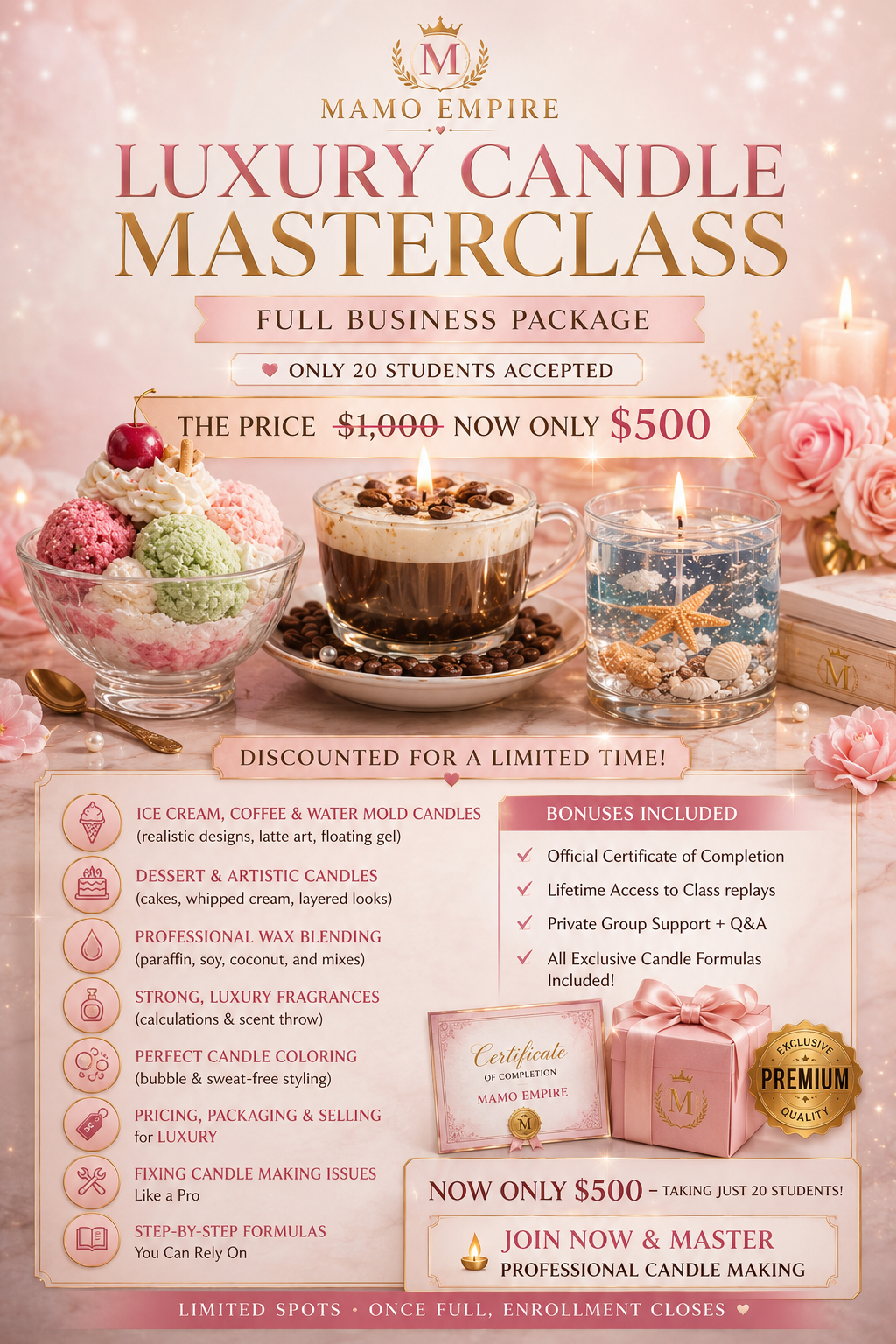 Masterclass Candle class special ( full 3 days class + certificate